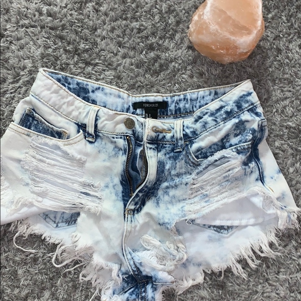 Booty acid wash ripped jean shorts